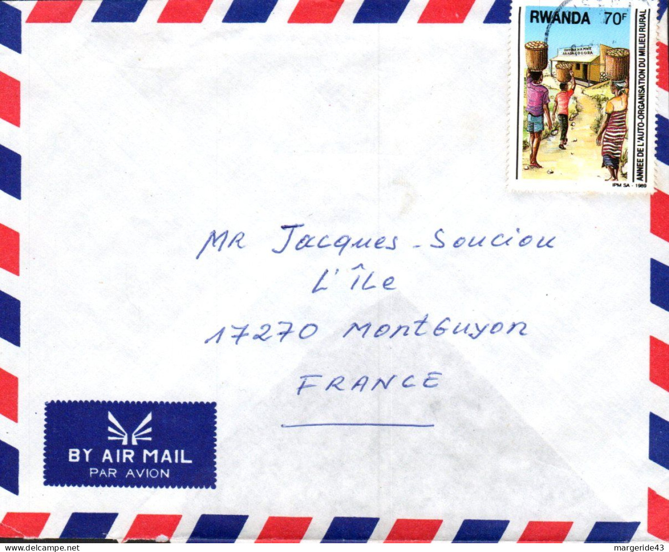 RWANDA SEUL SUR  LETTRE POUR LA FRANCE 1990 - Lettres & Documents