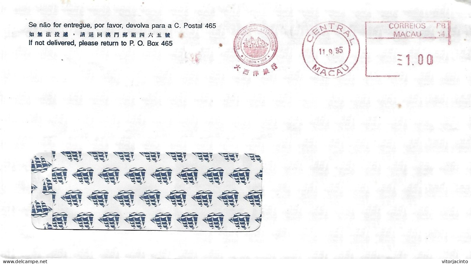 PORTUGAL - Macau "EMA" - Banco Nacional Ultramarino (Lisboa-Macau) - Covers & Documents