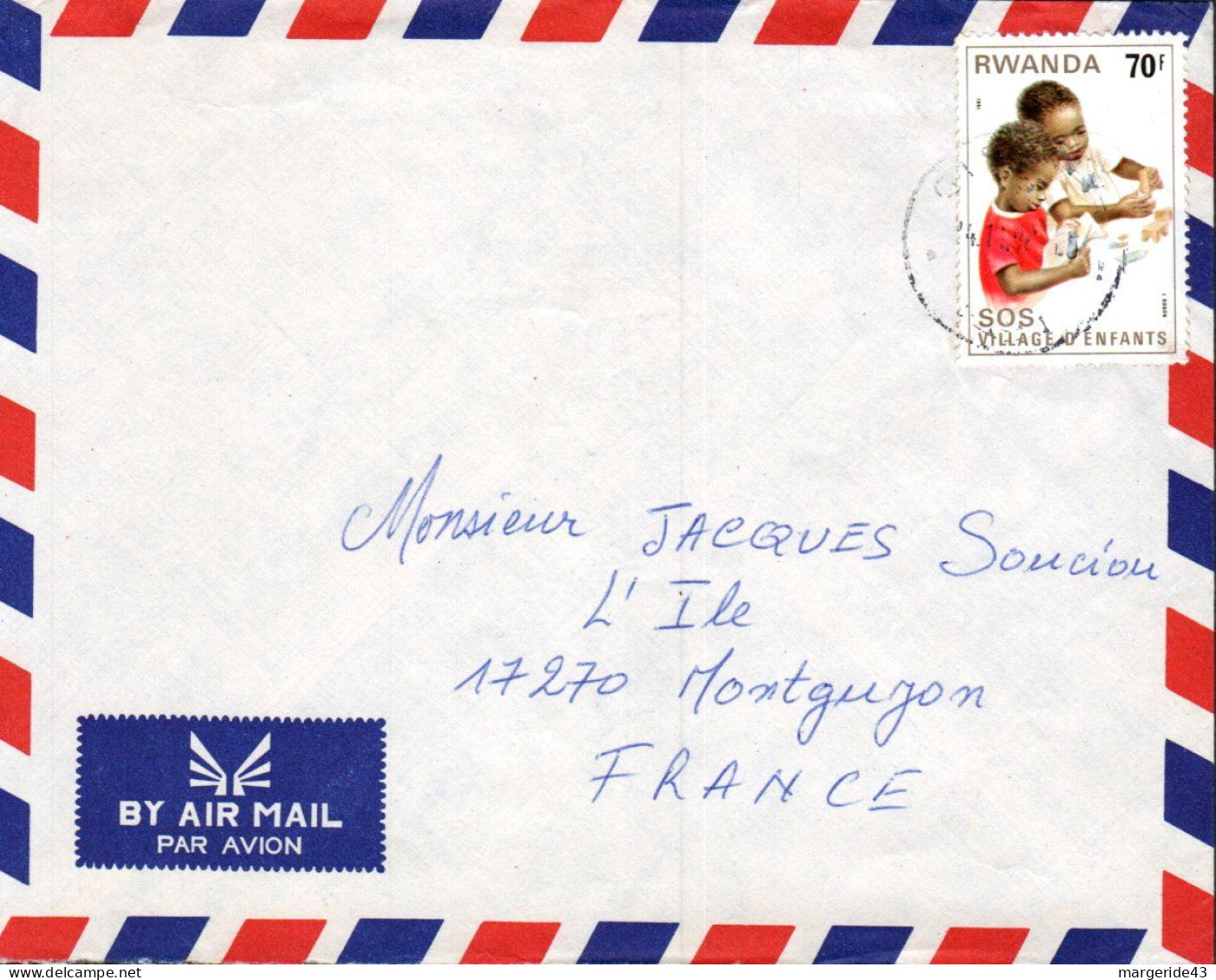 RWANDA SEUL SUR  LETTRE POUR LA FRANCE 1990 - Lettres & Documents