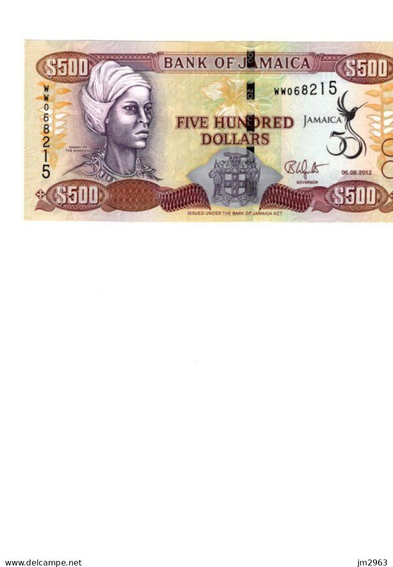 JAMAIQUE 500 Dollars 06.08.2012 UNC WW068215 - Jamaique
