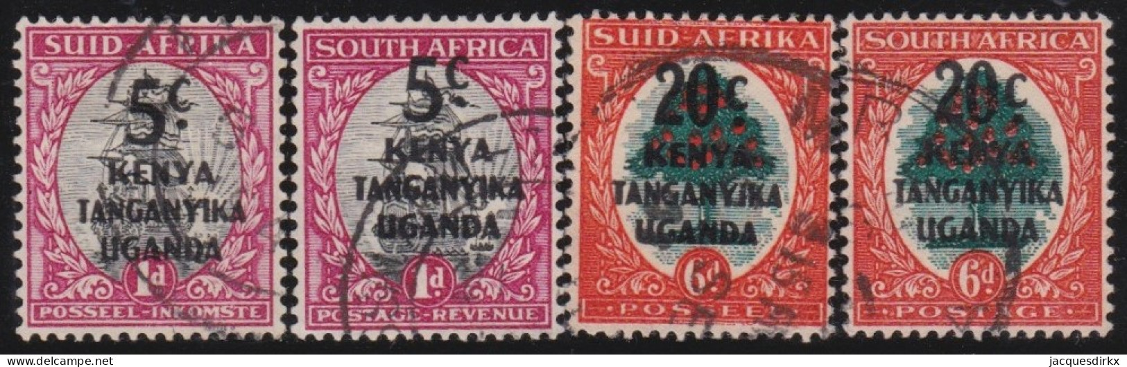 Kenya ,Uganda&Tanganyika     .    SG    .    4 Stamps         .      O        .    Cancelled - Kenya, Ouganda & Tanganyika