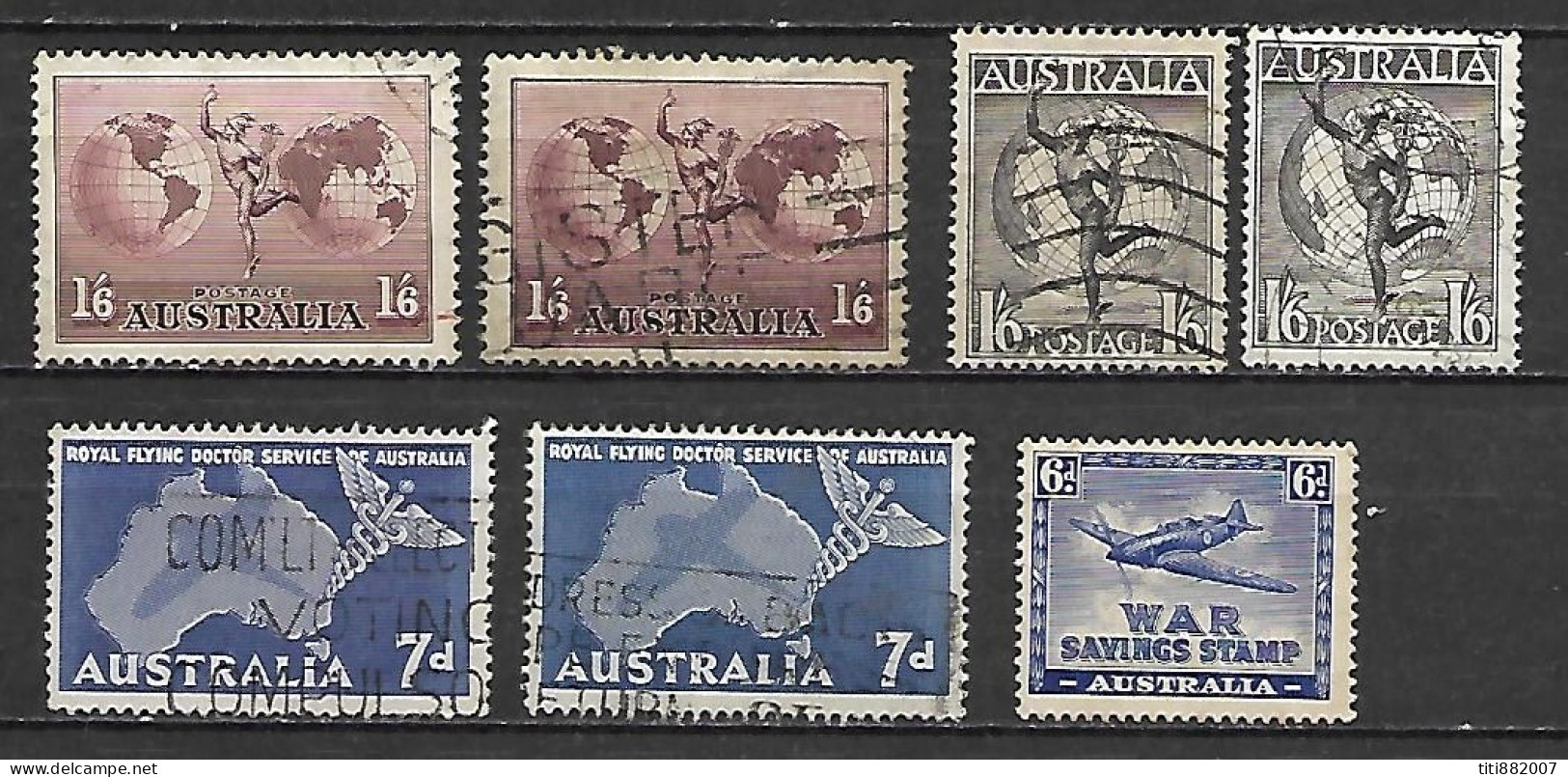 AUSTRALIE   -  LOT De 7 Oblitérés De Poste Aérienne. - Gebraucht