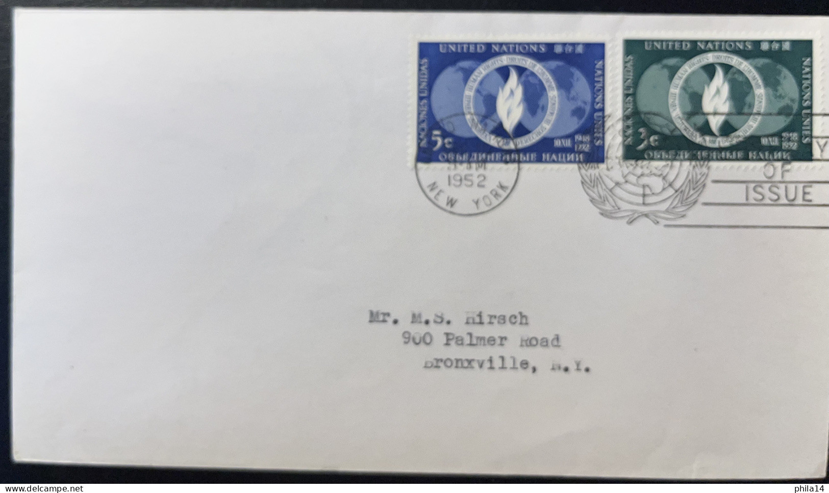 COVER / ONU United Nations FDC NEW YORK 1952 - Lettres & Documents