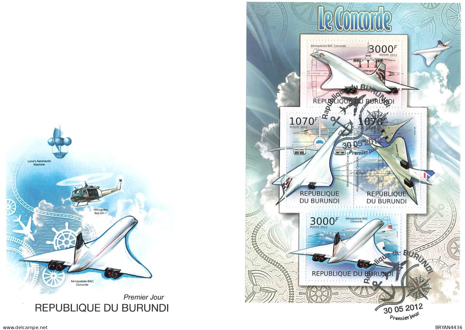 BURUNDI - BLOC FEUILLET CONCORDE Sur LETTRE F.D.C. Format (17 X 23 Cm) - TRES BON ETAT - Blocks & Kleinbögen