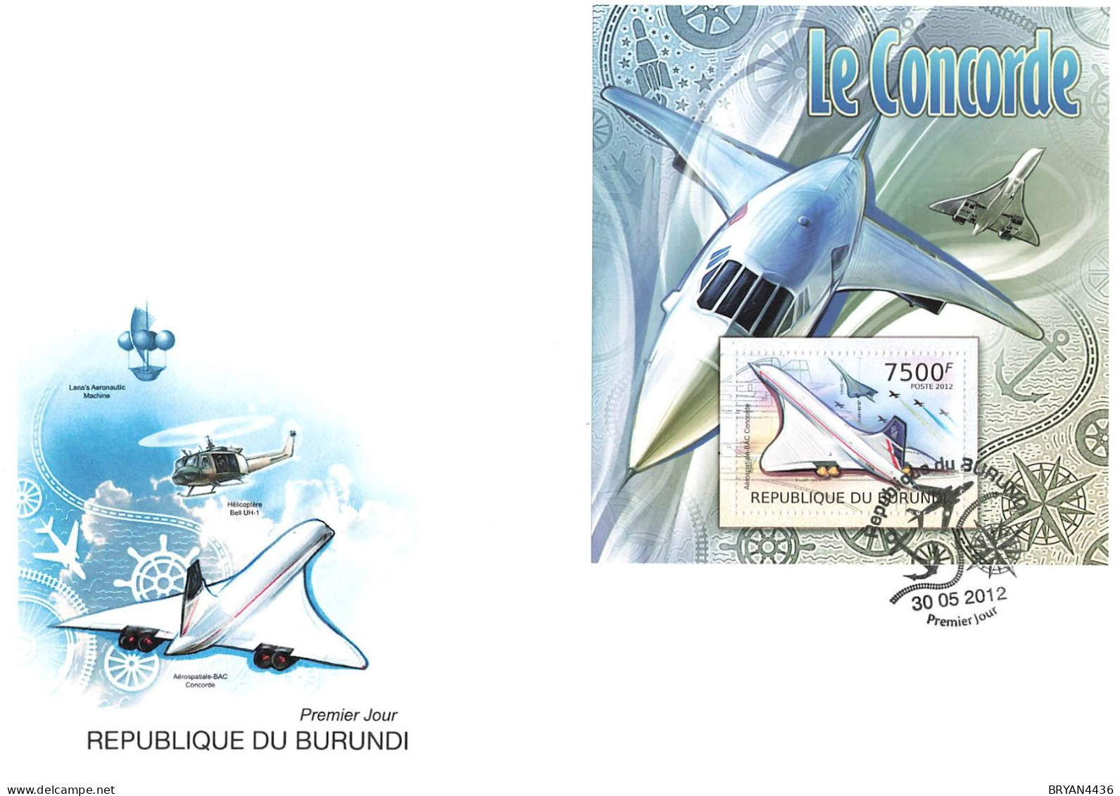BURUNDI - BLOC FEUILLET CONCORDE Sur LETTRE F.D.C. Format (17 X 23 Cm) - TRES BON ETAT - Blocs-feuillets