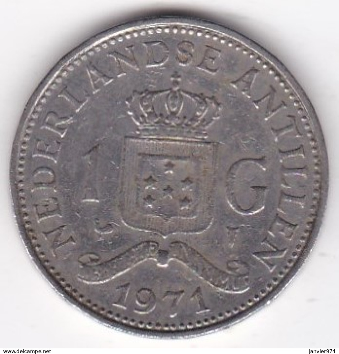 Antilles Néerlandaises 1 Gulden 1971 Juliana, En Nickel, KM# 12 - Antilles Néerlandaises