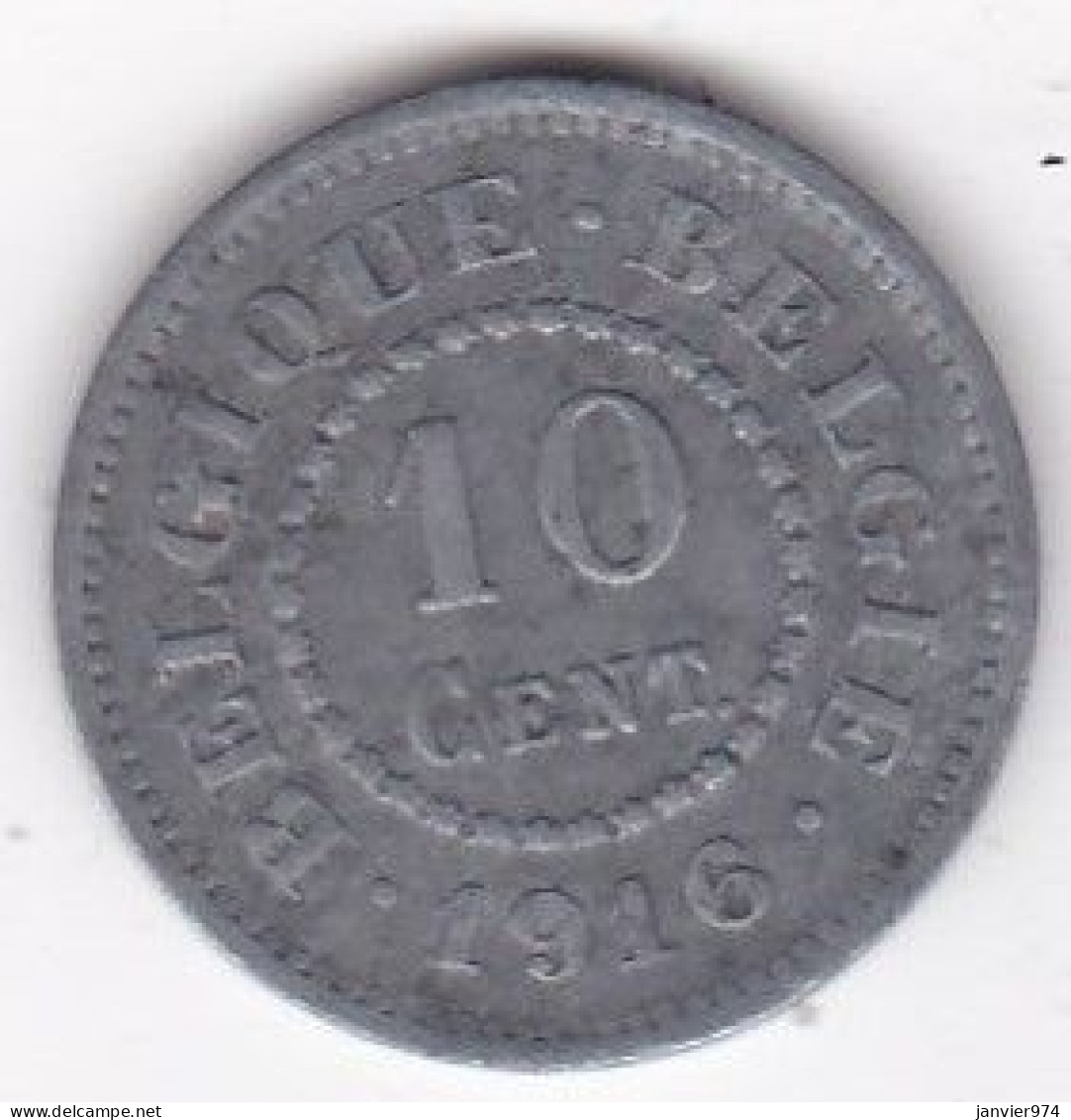 Belgique 10 Centimes 1916,  Albert Ier – Occupation, En Zinc , KM# 81 - German Occupation 1915-1918