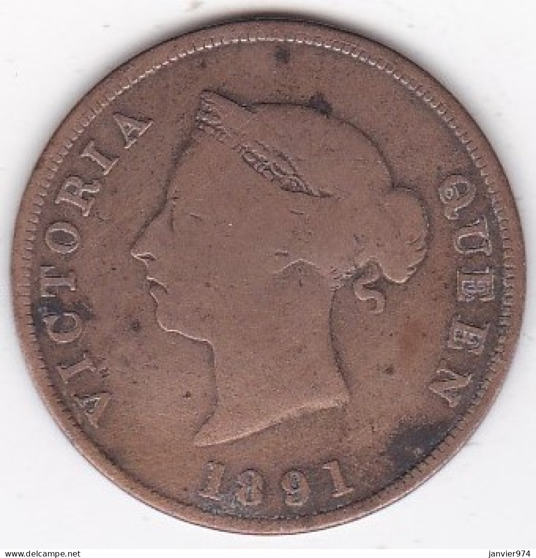 Chypres,  1/2 Piastre 1891 Victoria , En Bronze, KM# 2 - Cyprus