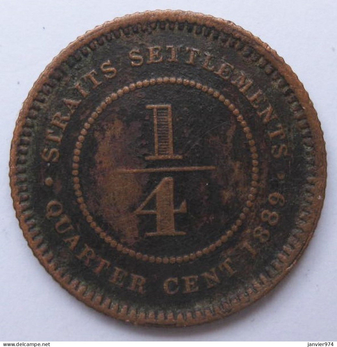 Straits Settlements. 1/4 Cent 1889 , Victoria , En Bronze, KM# 14 - Malaysia