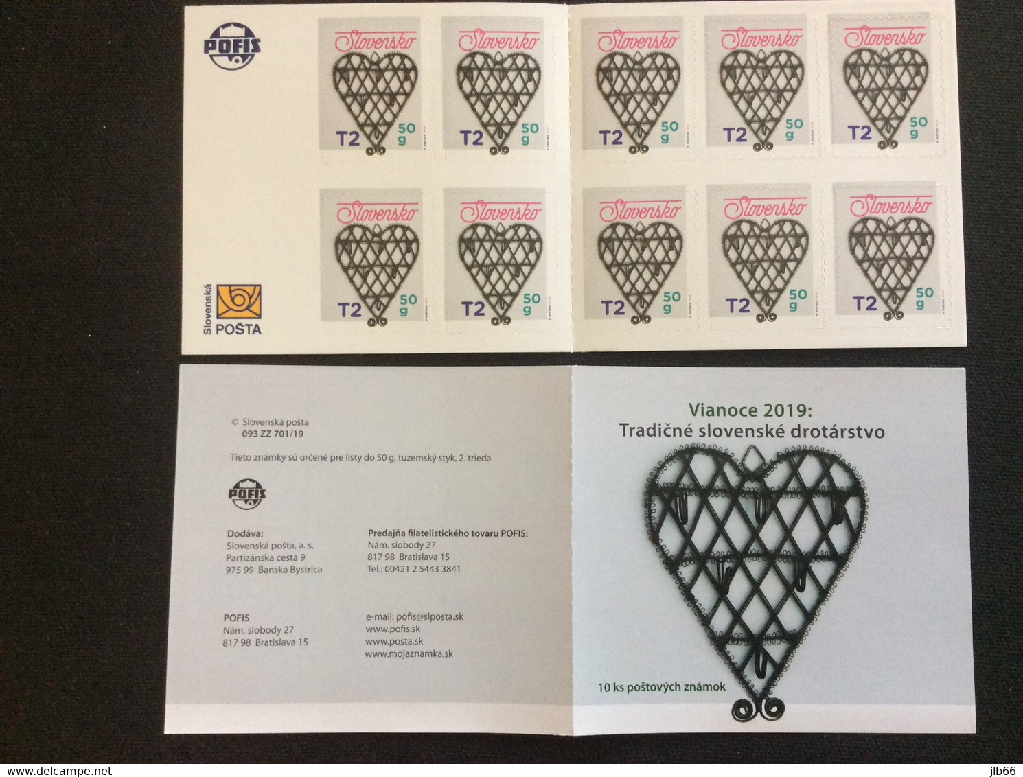 Slovaquie 2019 Noël Christmas Yvert C 783 Le Carnet De 10 Timbres ND Coeur En Fer Blanc Ferblanterie Traditionnelle - Ungebraucht