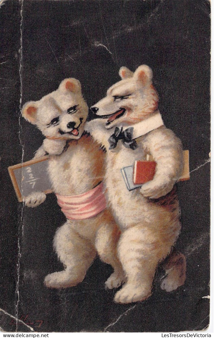 Animaux - Ours Déguisés - Professeur - Ecole - Tampon Spécial  - Carte Postale Ancienne - Dressed Animals