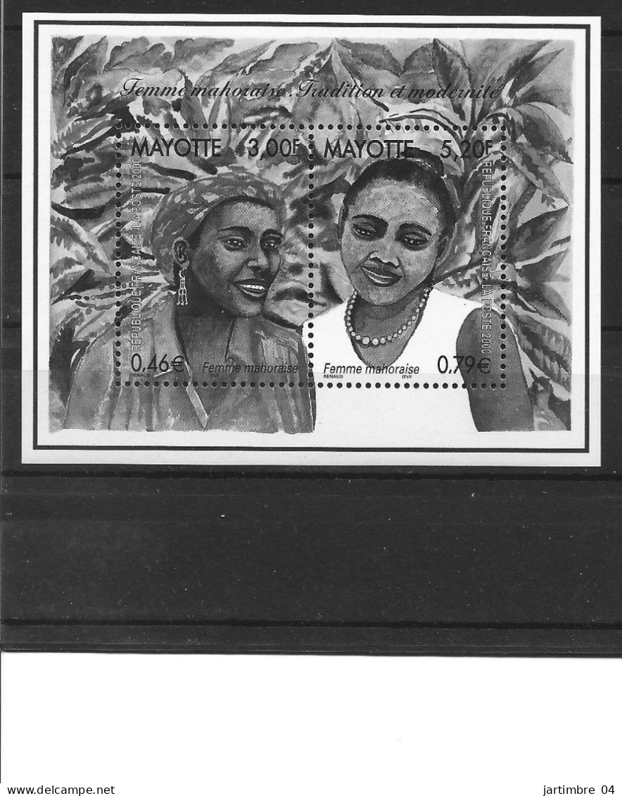 1997 MAYOTTE BF 3**  Visages De Femmes - Blocchi & Foglietti