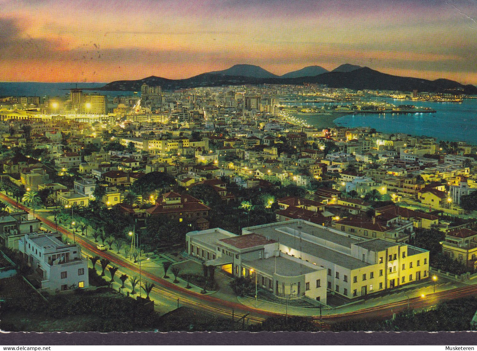 Spain PPC Las Palmas De Gran Canaria Panoramic View At Night Slogan ESBJERG 1977 AALBORG (Denmark) Carlsberg Stamp - La Palma