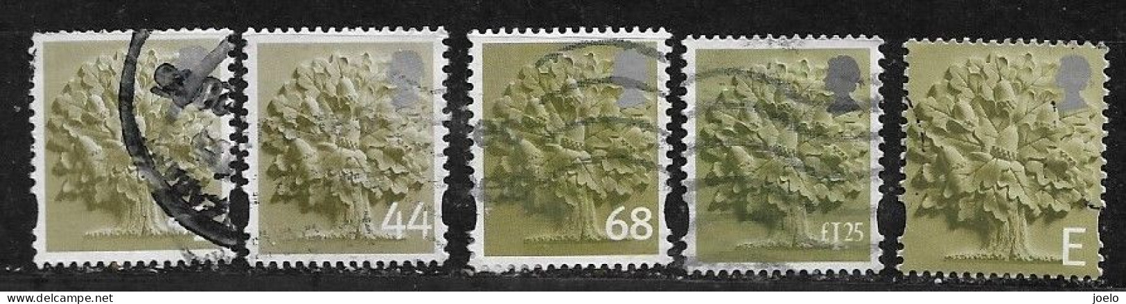 GB REGIONAL  2003+ ENGLAND ACORN TREE SELECTION OF 5 VALUES 2003+ - England