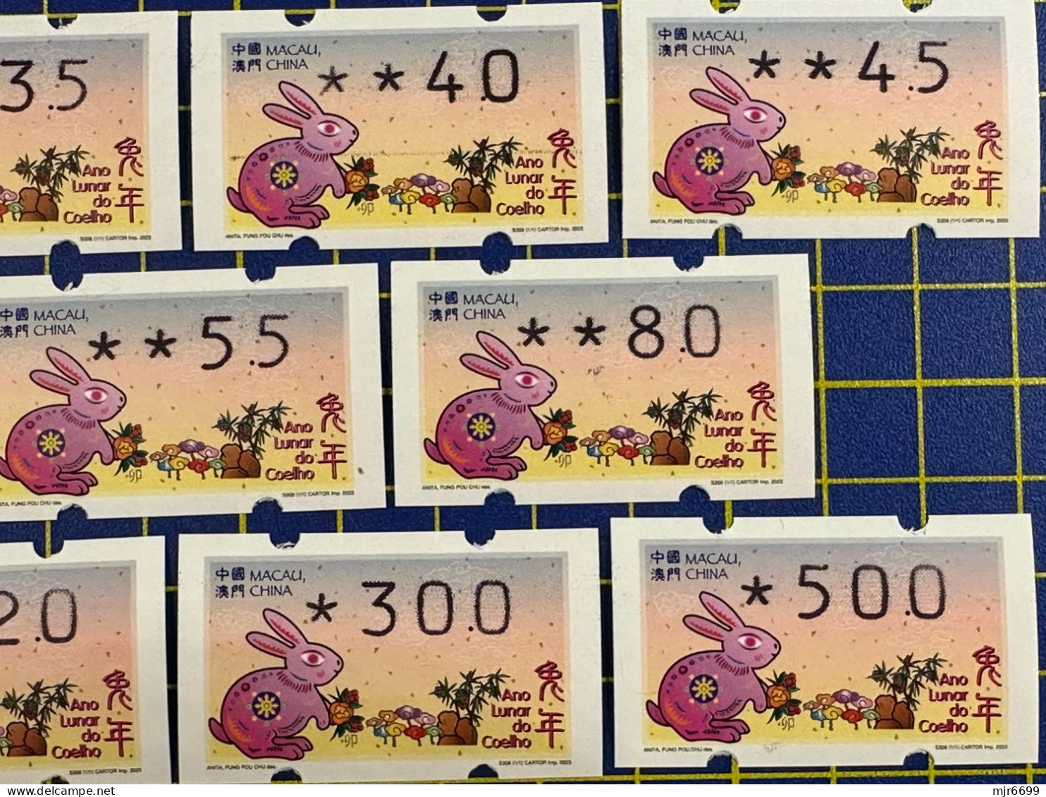 2023 LUNAR NEW YEAR OF THE RABBIT KLUSSENDORF MACHINE ATM LABELS COMPLETE SET OF 11. - Distribuidores