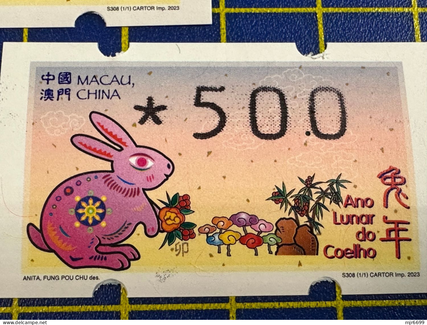 2023 LUNAR NEW YEAR OF THE RABBIT KLUSSENDORF MACHINE ATM LABELS COMPLETE SET OF 11. - Automatenmarken