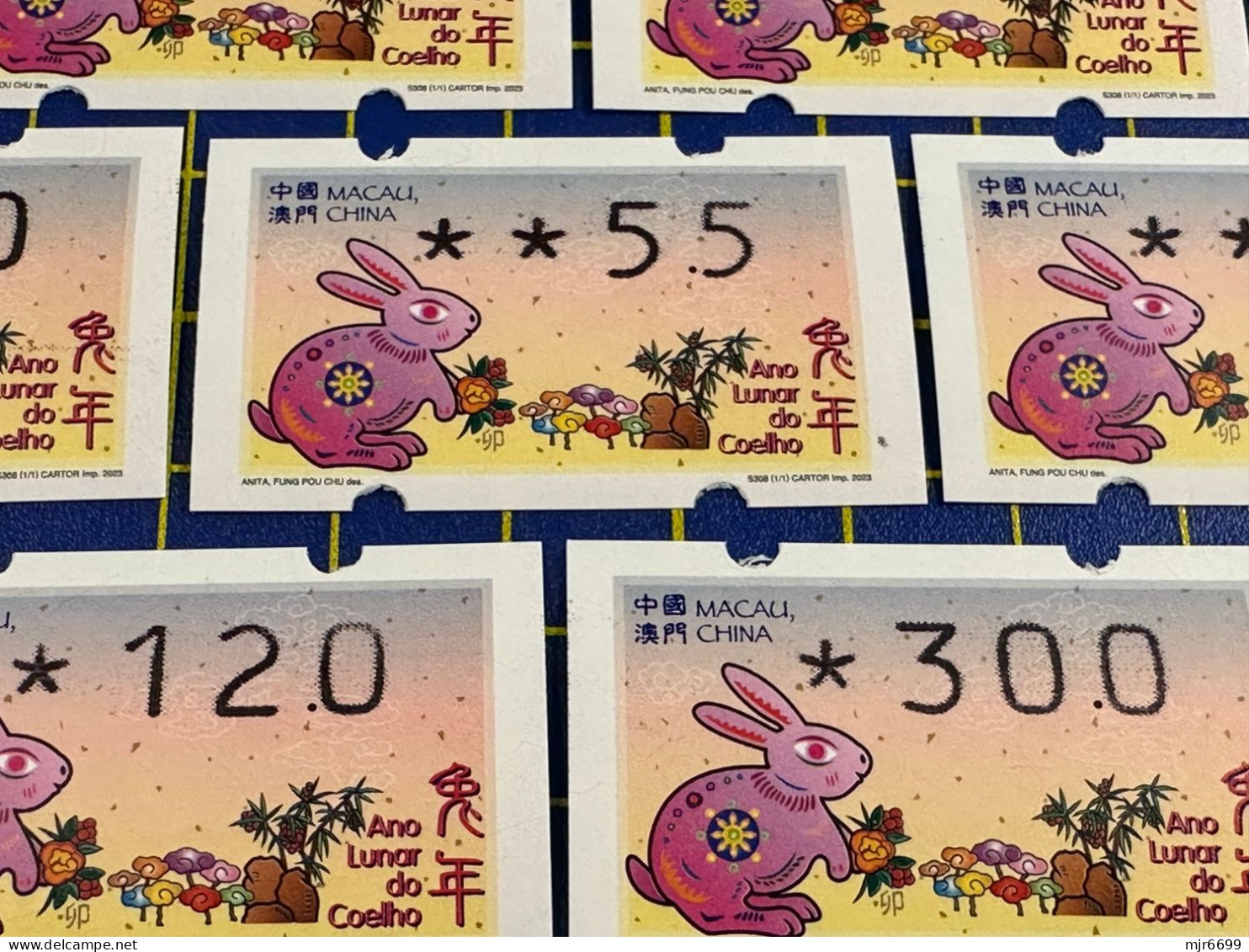 2023 LUNAR NEW YEAR OF THE RABBIT KLUSSENDORF MACHINE ATM LABELS COMPLETE SET OF 11. - Distributeurs