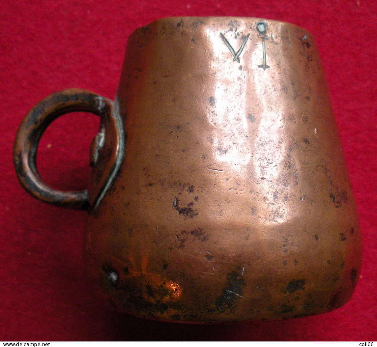 Antique Pot à Mesures Lait ? Autre ? Poinçons De Controle Avec Fleurs De Lys Colissimo Inclus France Métropole Cu Rouge - Kupfer