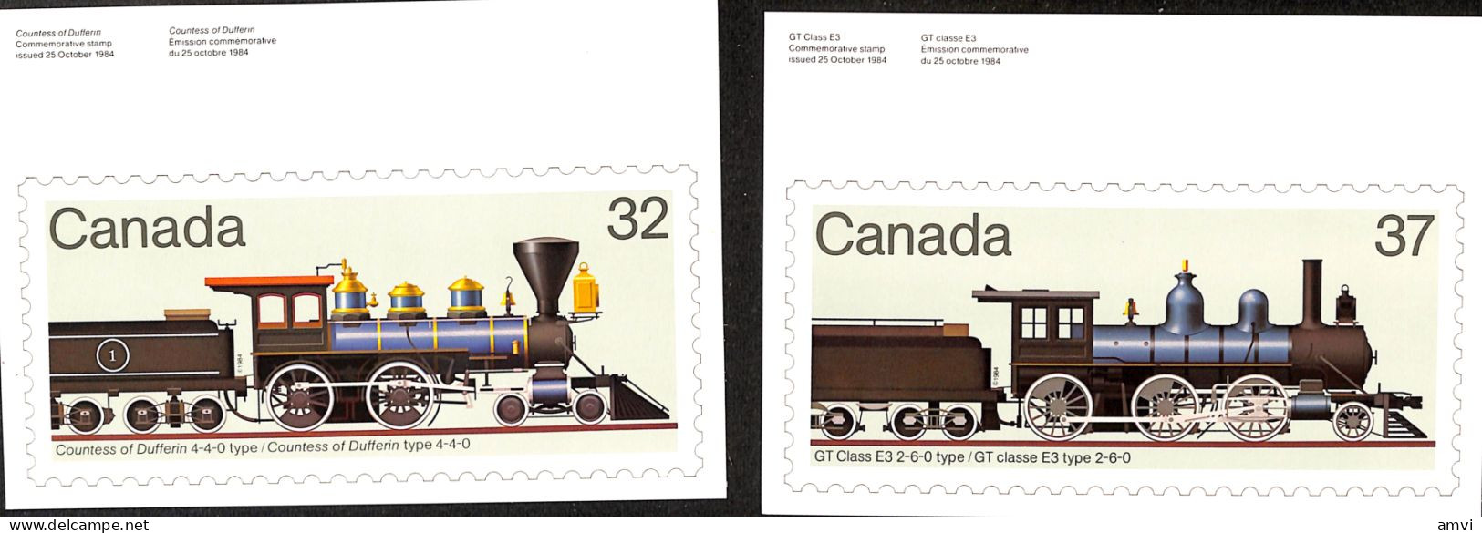 23-0288 4 Cartes Postales Thème Train Suite A   émission Poste Canada 1984 - Trains