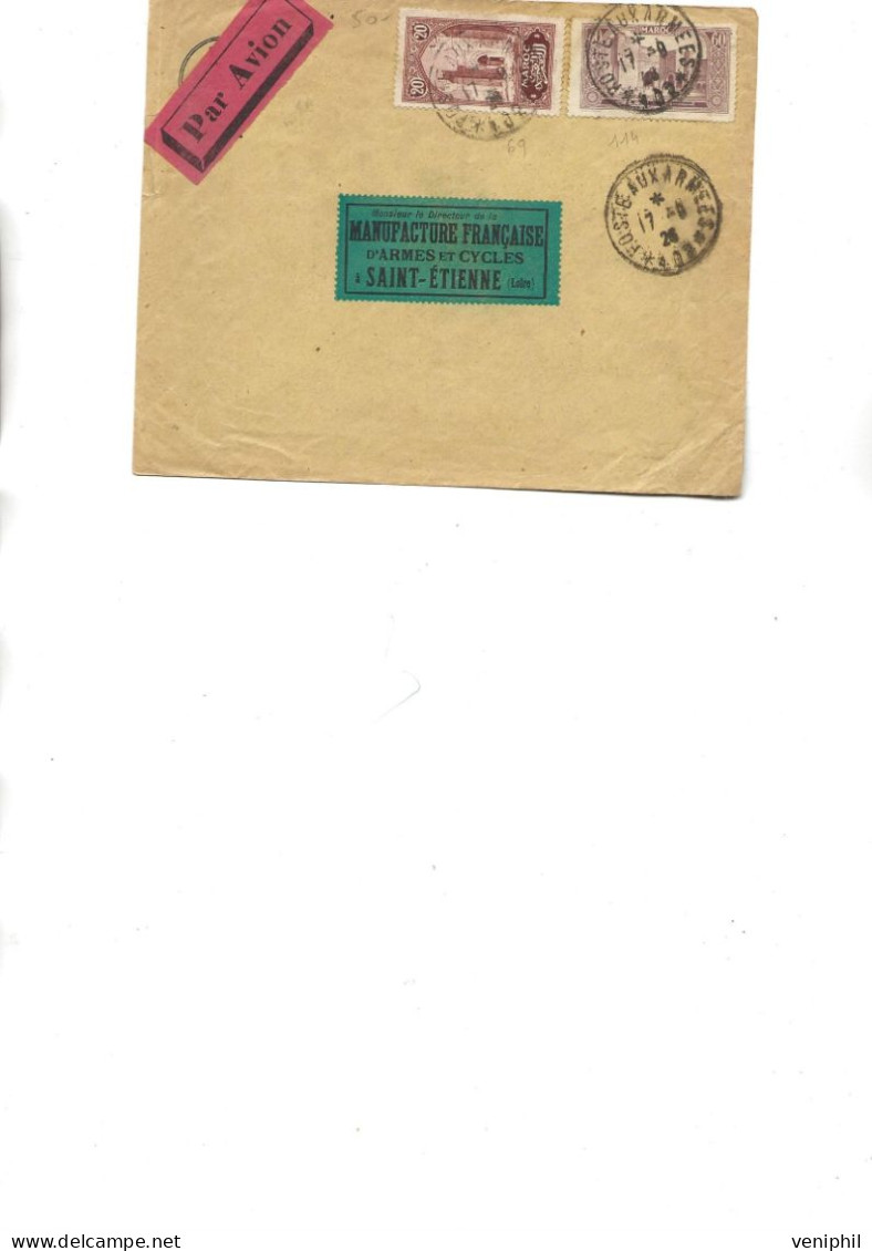 MAROC - LETTRE AFFRANCHIE N° 69 + N° 114 - OBLITEREE CAD POSTE AUX ARMEES -1926 - Covers & Documents