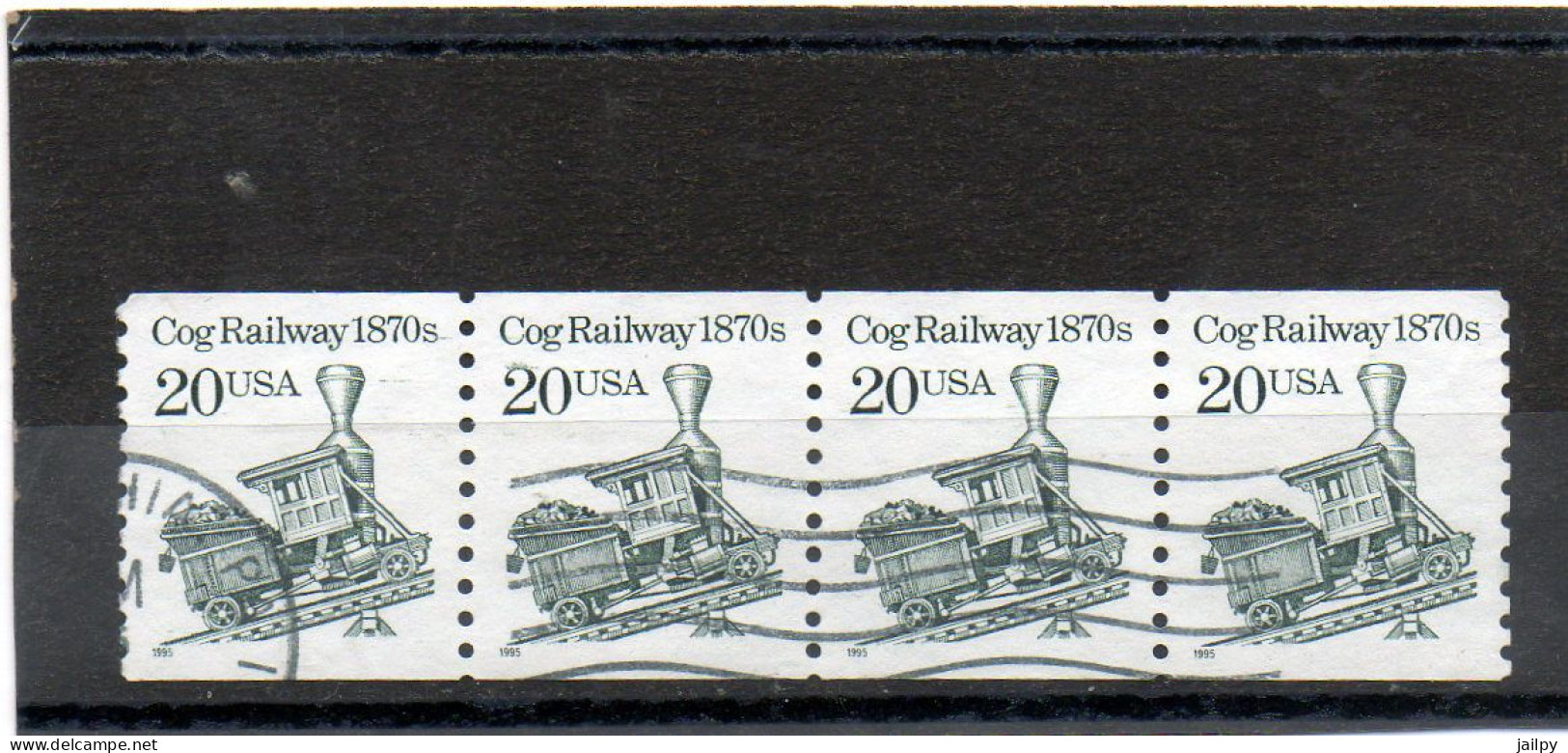 ETATS-UNIS   4 Timbres Se Tenant 20 C     1995    Y&T : 2358   Roulette Belle Oblitération - Francobolli In Bobina