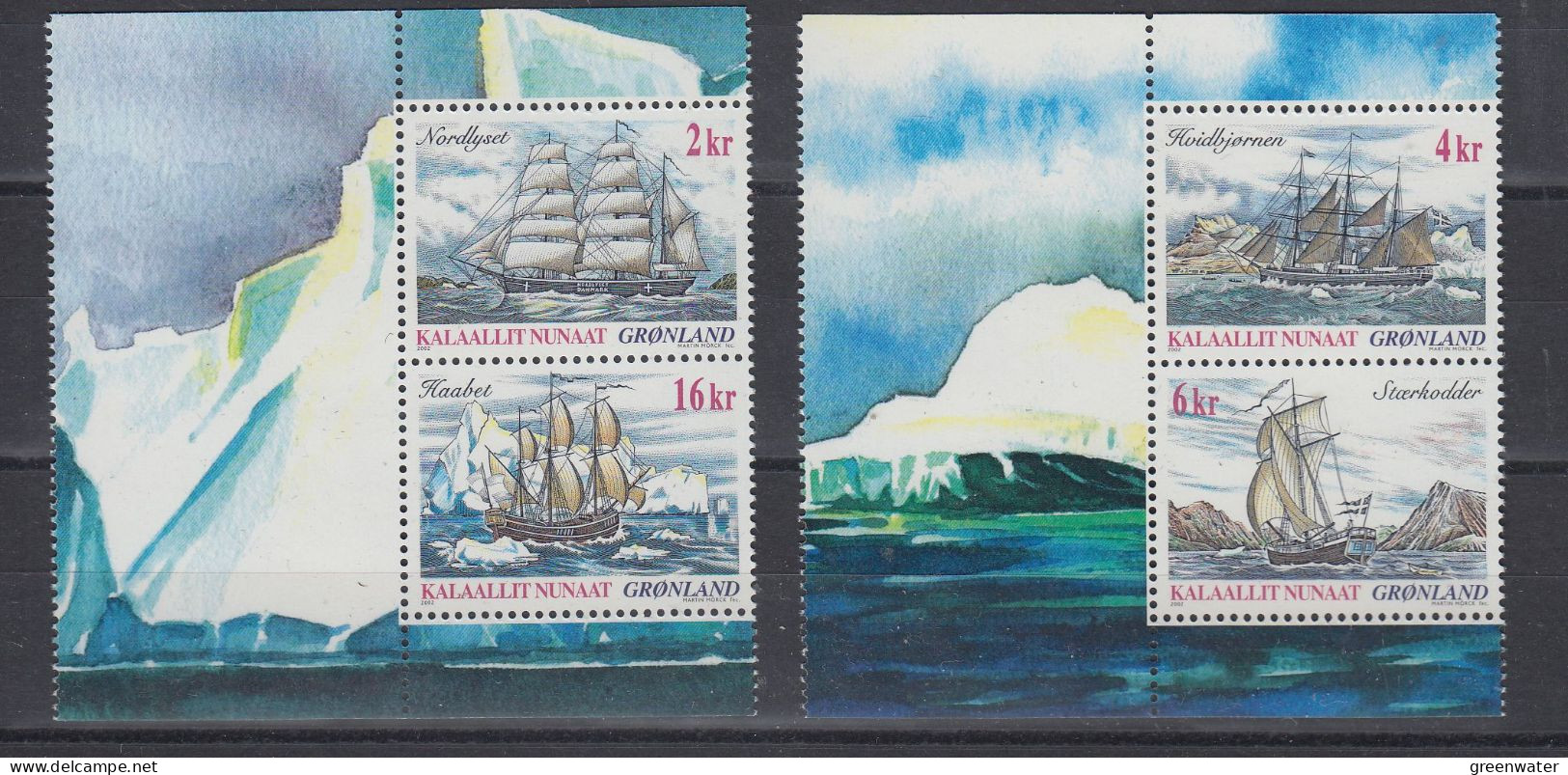 Greenland 2002 Ships 2x2v From Booklet Pane  ** Mnh (58562) - Postzegelboekjes