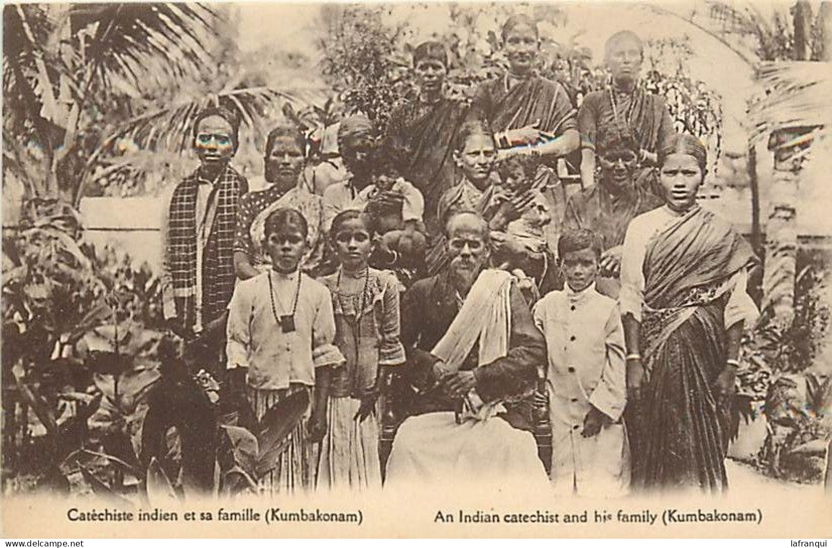 Pays Div-ref CC642-christianisme-missions-inde -india -catechiste Indien Et Sa Famille - Kumbakonam  - - Missions