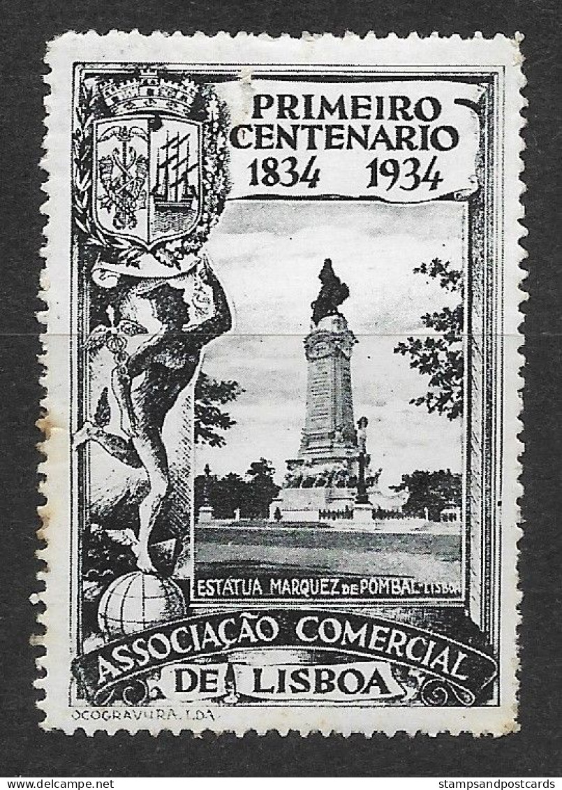 Portugal Vignette Ass. Commerciale Lisbonne Estátua Marques De Pombal Statue Marquis De Pombal 1934 Lisbon Cinderella - Local Post Stamps