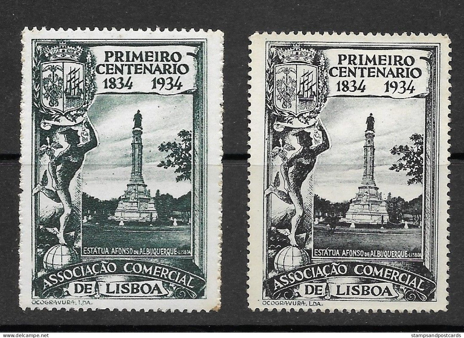 Portugal Vignette Ass. Commerciale Lisbonne Statue Afonso De Albuquerque Vice-roi Inde 1934 Cinderella India Viceroy - Local Post Stamps