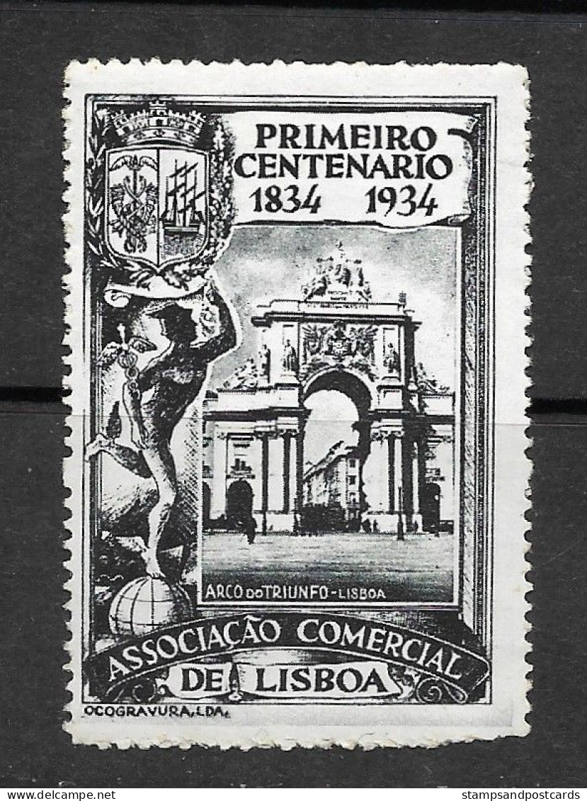 Portugal Vignette Ass. Commerciale Lisbonne Arco Da Rua Augusta Lisboa 1934 Lisbon Cinderella - Local Post Stamps