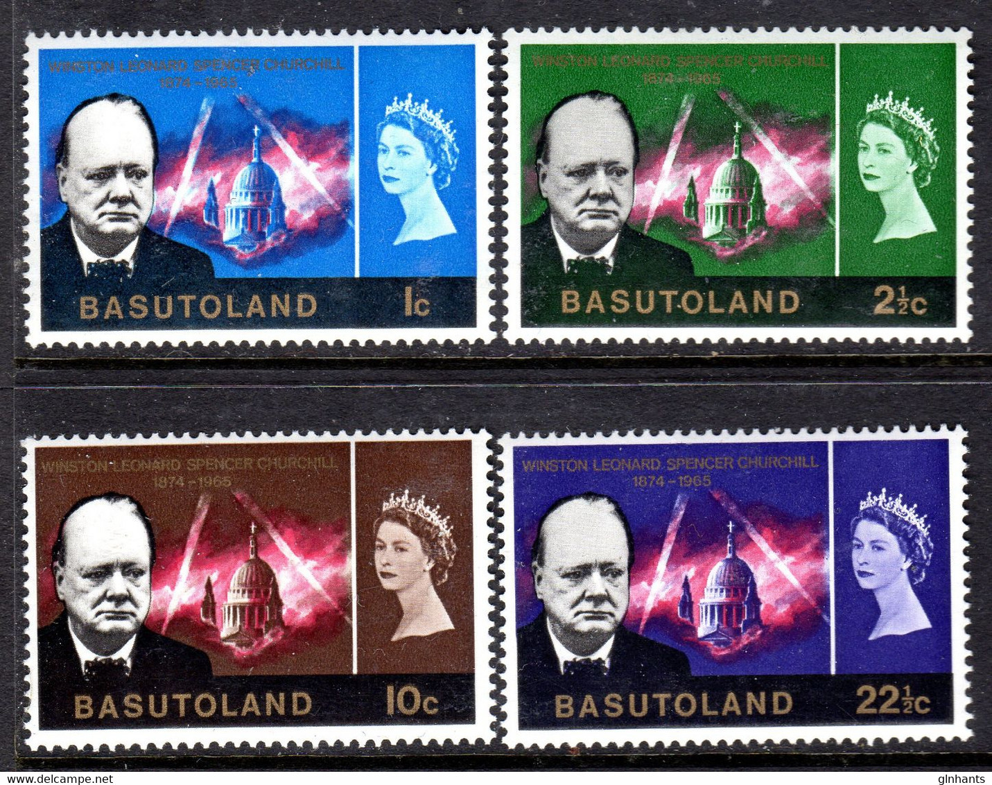 BASUTOLAND - 1966 CHURCHILL COMMEMORATION SET (4V) FINE MNH ** SG 102-105 - 1965-1966 Self Government