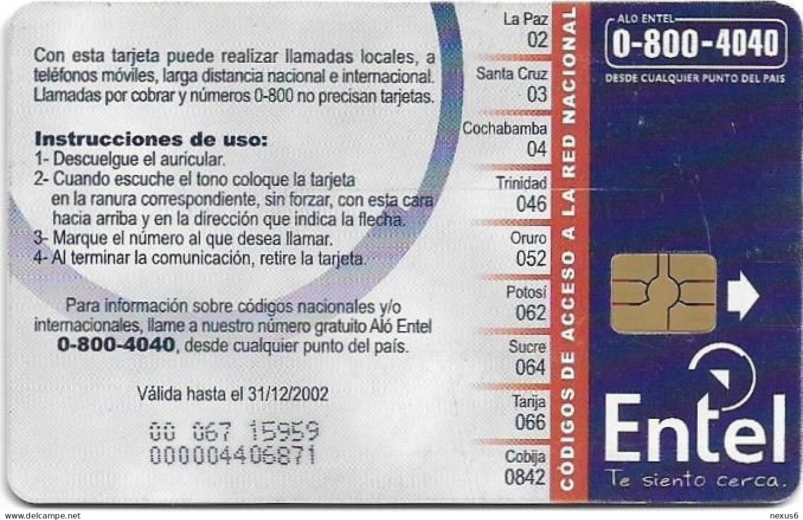 Bolivia - Entel (Chip) - Niña Con Largavistas (Type 2), Gem5 Red, 2002, 10Bs, Used - Bolivie