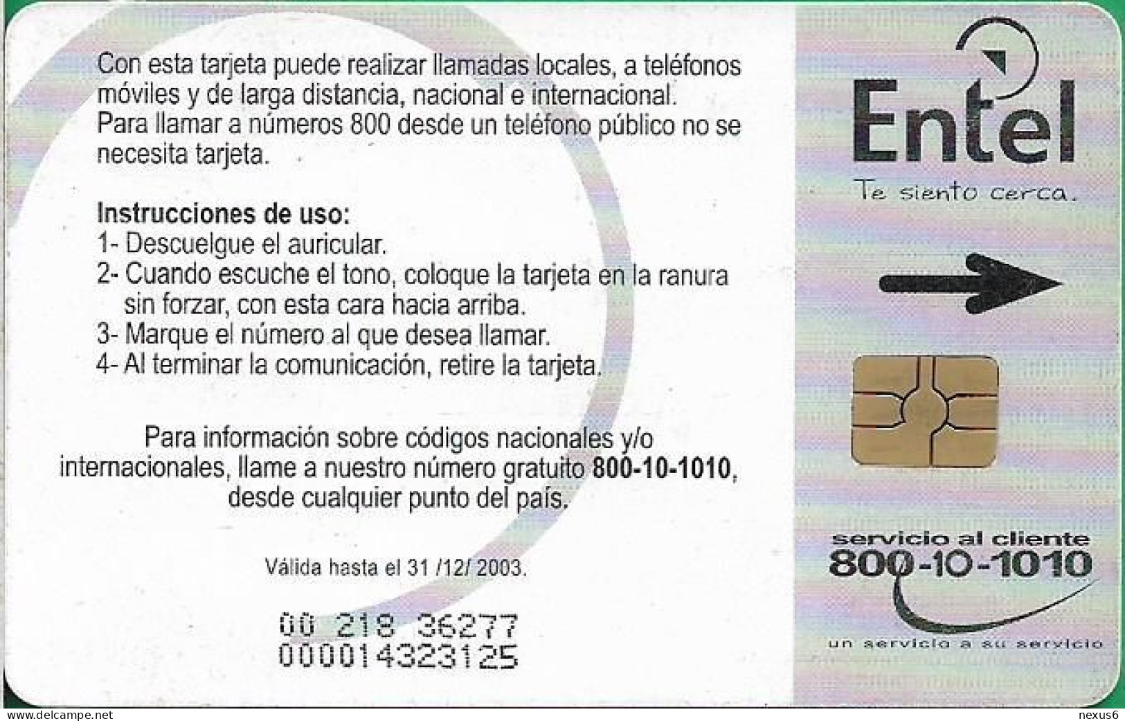 Bolivia - Entel (Chip) - Calendario 2003 - Blanco Y Multicolor, Gem5 Red, 2003, 10Bs, Used - Bolivië