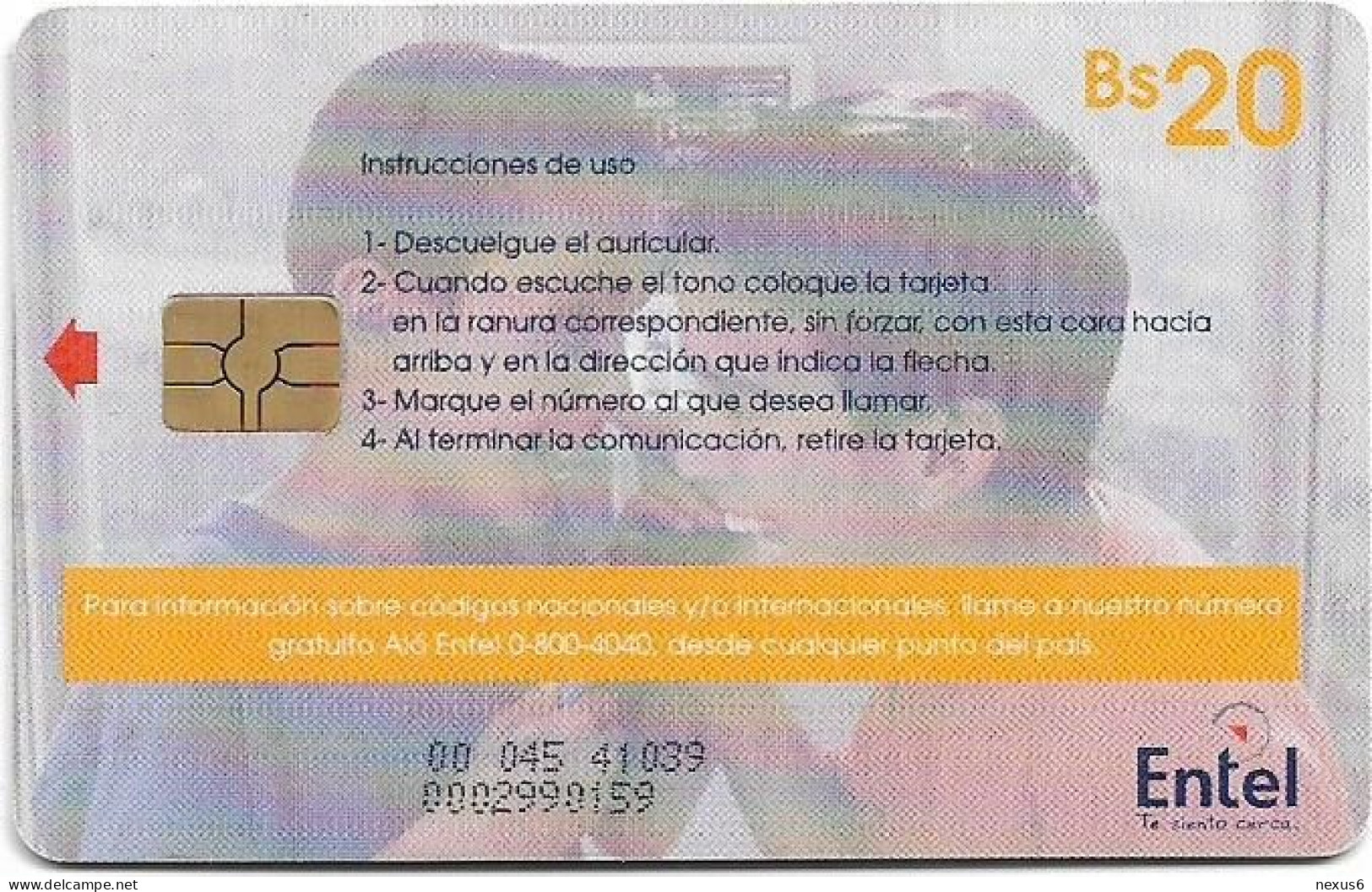 Bolivia - Entel (Chip) - Niños Al Teléfono (Type 1), Gem5 Red, 2001, 20Bs, Used - Bolivien