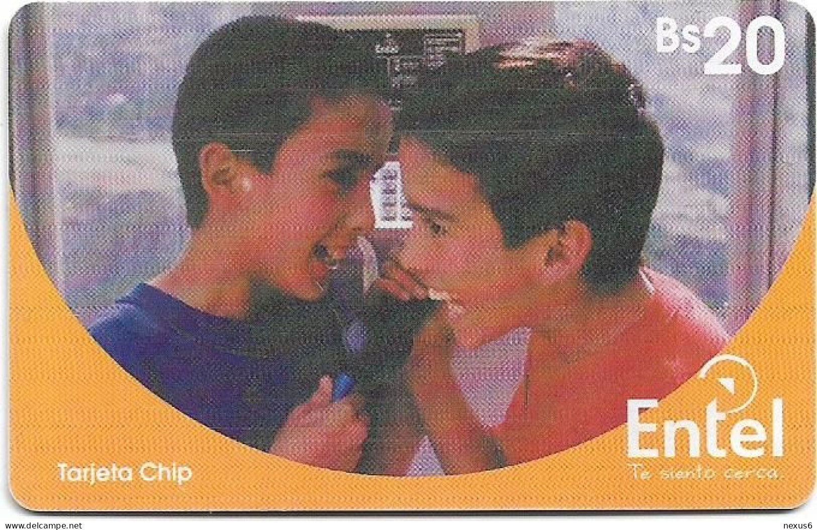 Bolivia - Entel (Chip) - Niños Al Teléfono (Type 2), Gem5 Red, 2002, 20Bs, Used - Bolivie