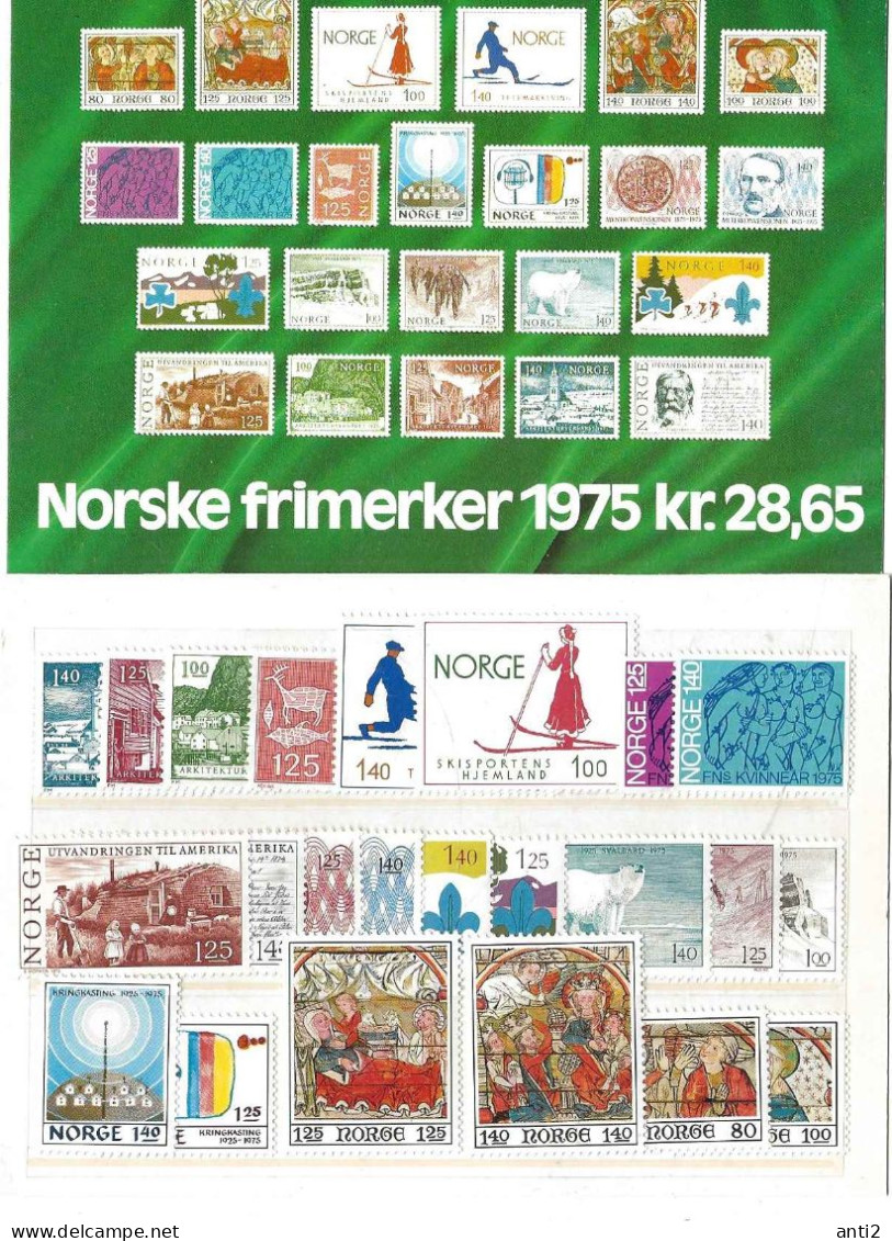 Norge Norway  1975 Year Set  - Stamps Issued 1975  - Complete MNH(**) - Briefe U. Dokumente