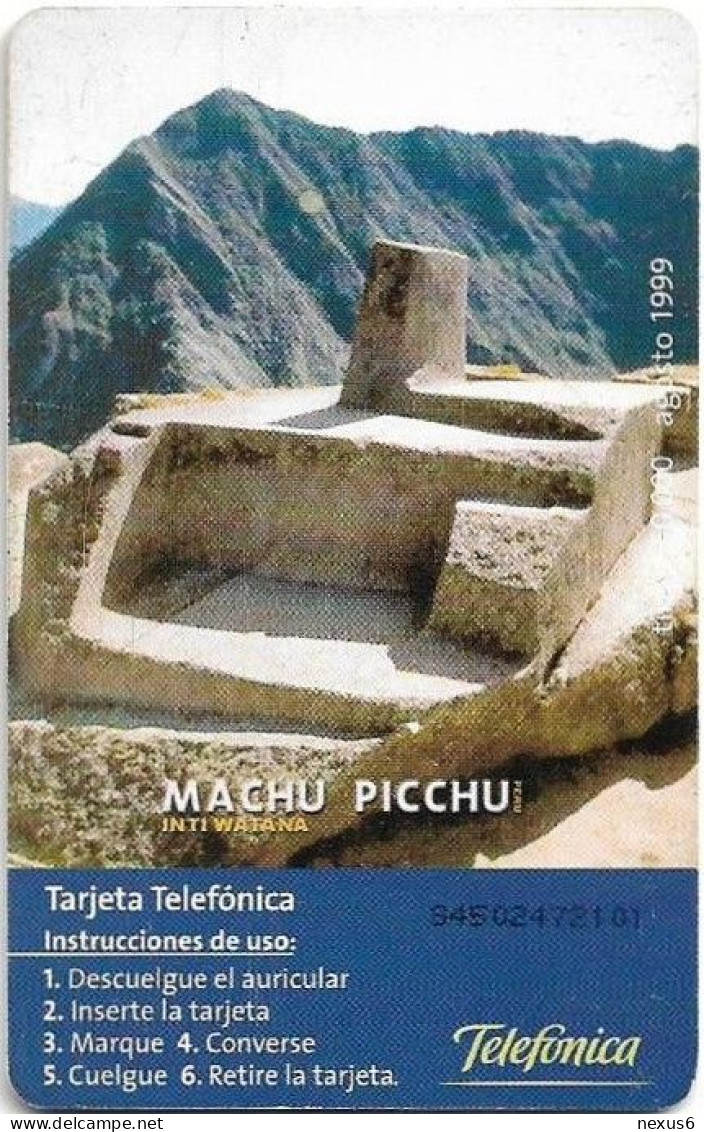 Peru - Telefónica - Machu Picchu, (Glossy), Gem1B Not Symm. White-Gold, 40+5Sol, 08.1999, 50.000ex, Used - Pérou