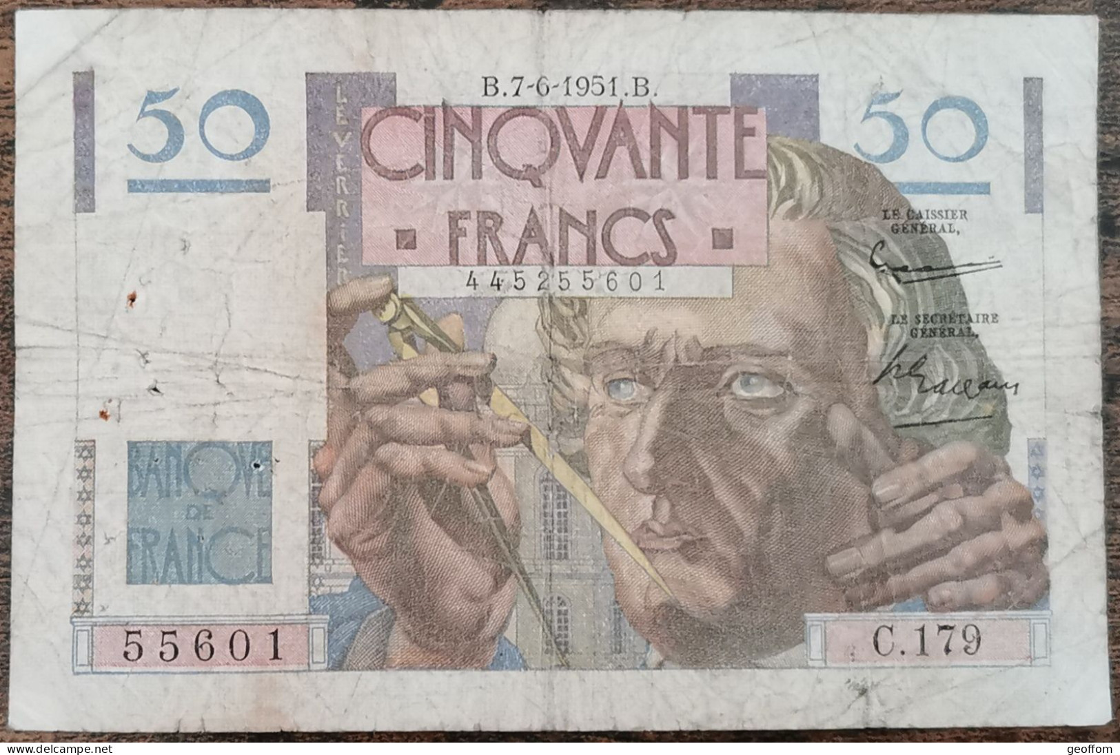 Billet 50 Francs LE VERRIER 7 - 6 - 1951 France C.179 - 50 F 1946-1951 ''Le Verrier''