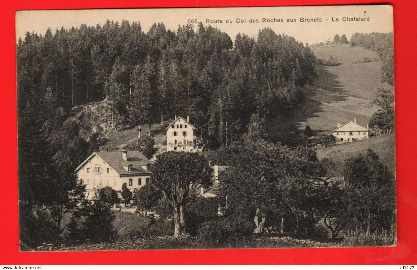 ZUW-10 RARE  Route Du Col Des Roches Aux Brenets. Le Châtelard  Cachet Chaux-de-Fonds Et Bruxelles 1908 - Les Brenets