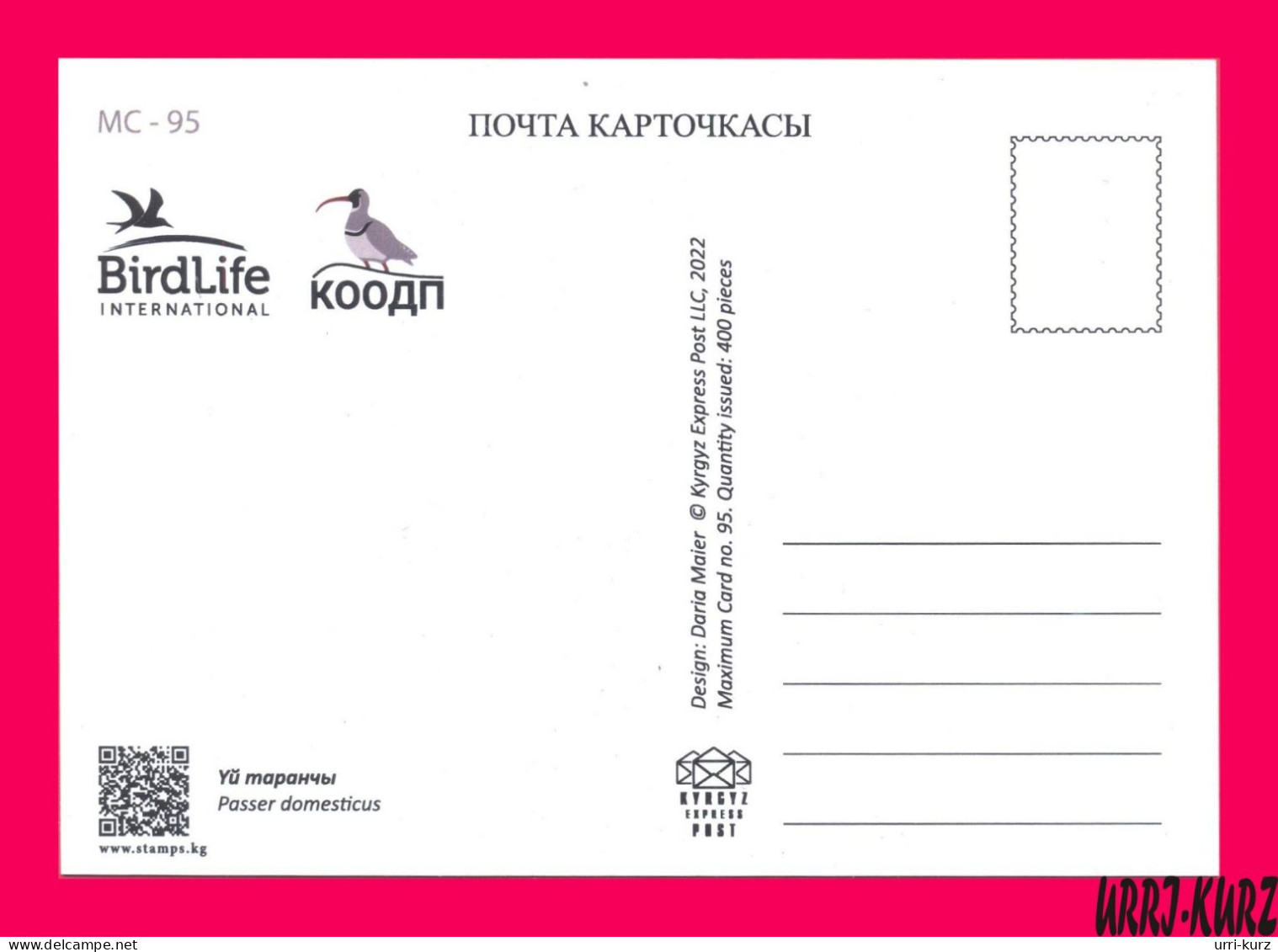 KYRGYZSTAN 2022-2023 Nature Fauna Birds Bird Of Year House Sparrow Mi KEP 188 Maxicard Maximum Card - Kirguistán