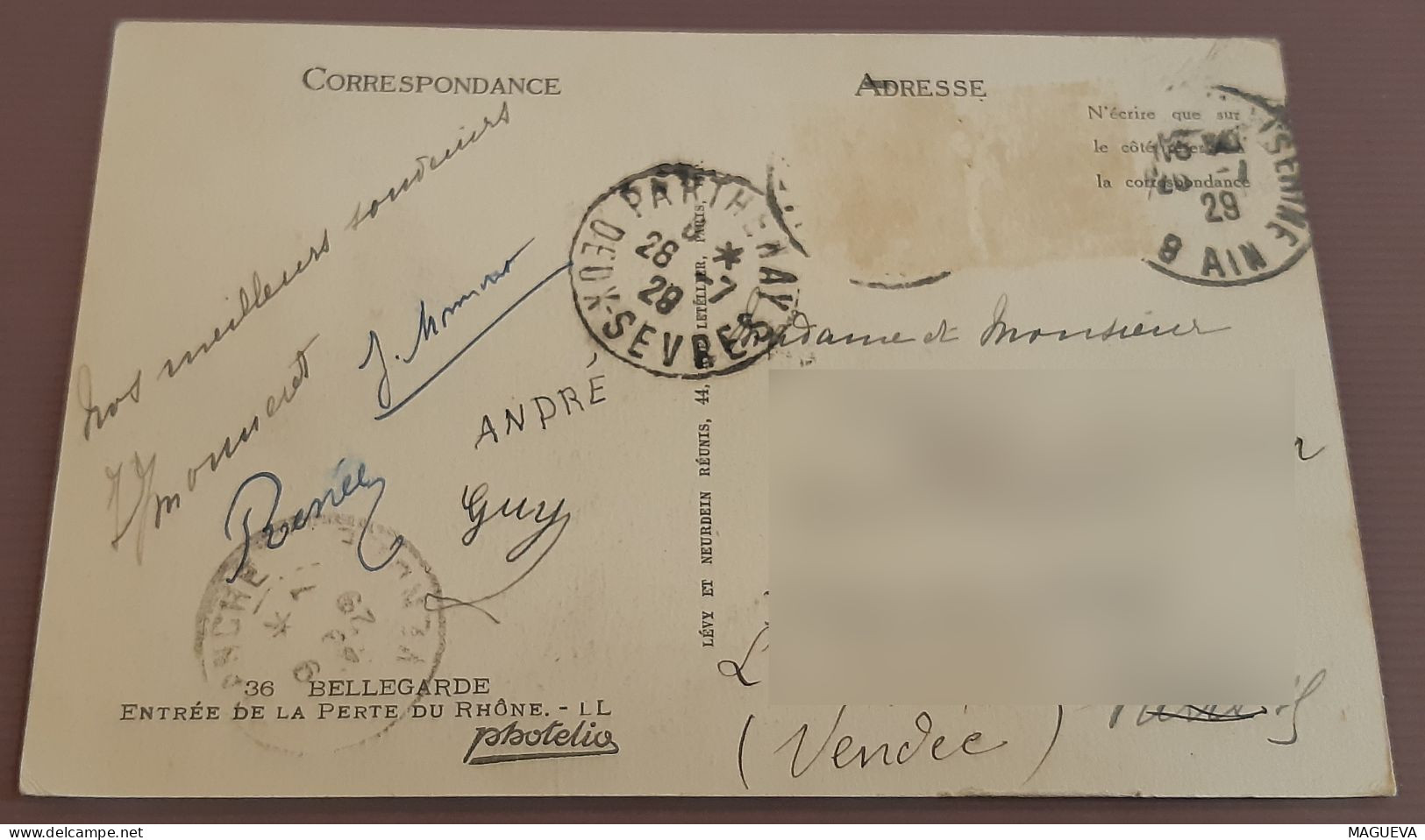 CPA  GARD - BELLEGARDE -  L'ENTREE DE LA PERTE DU RHONE 1929 - Bellegarde
