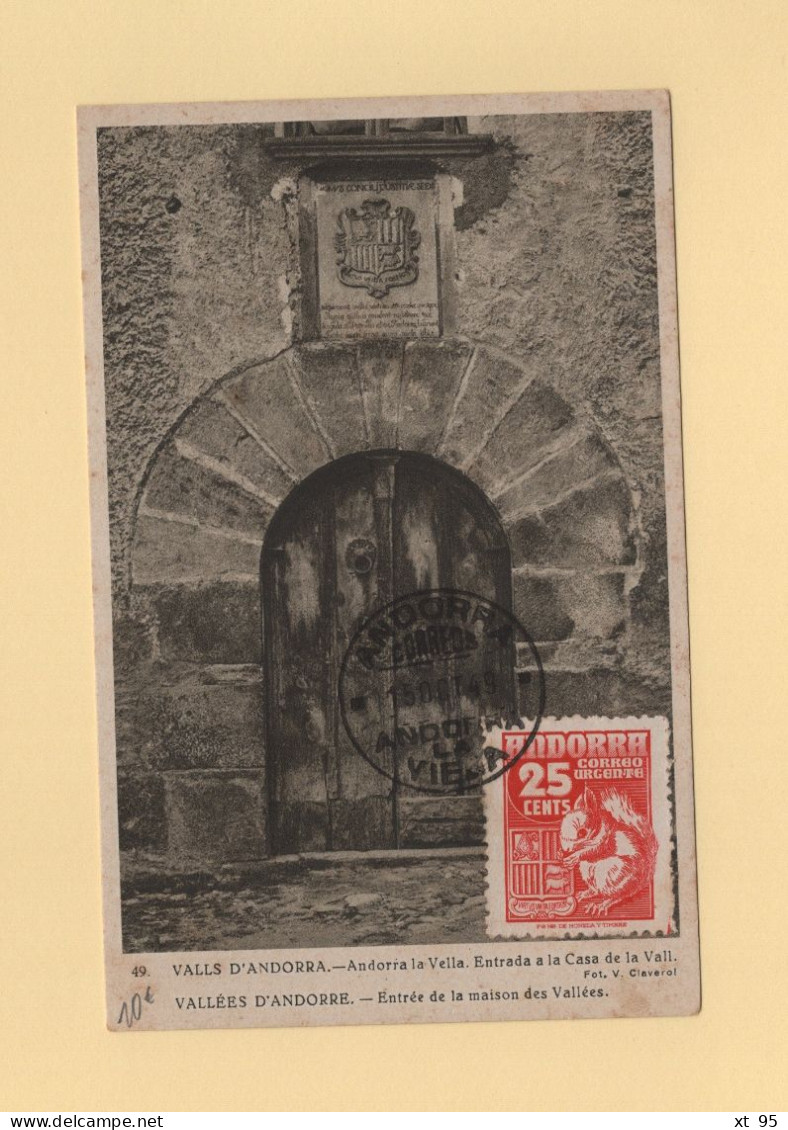 Andorre - Andorra - Carte Maximum - 1949 - Storia Postale