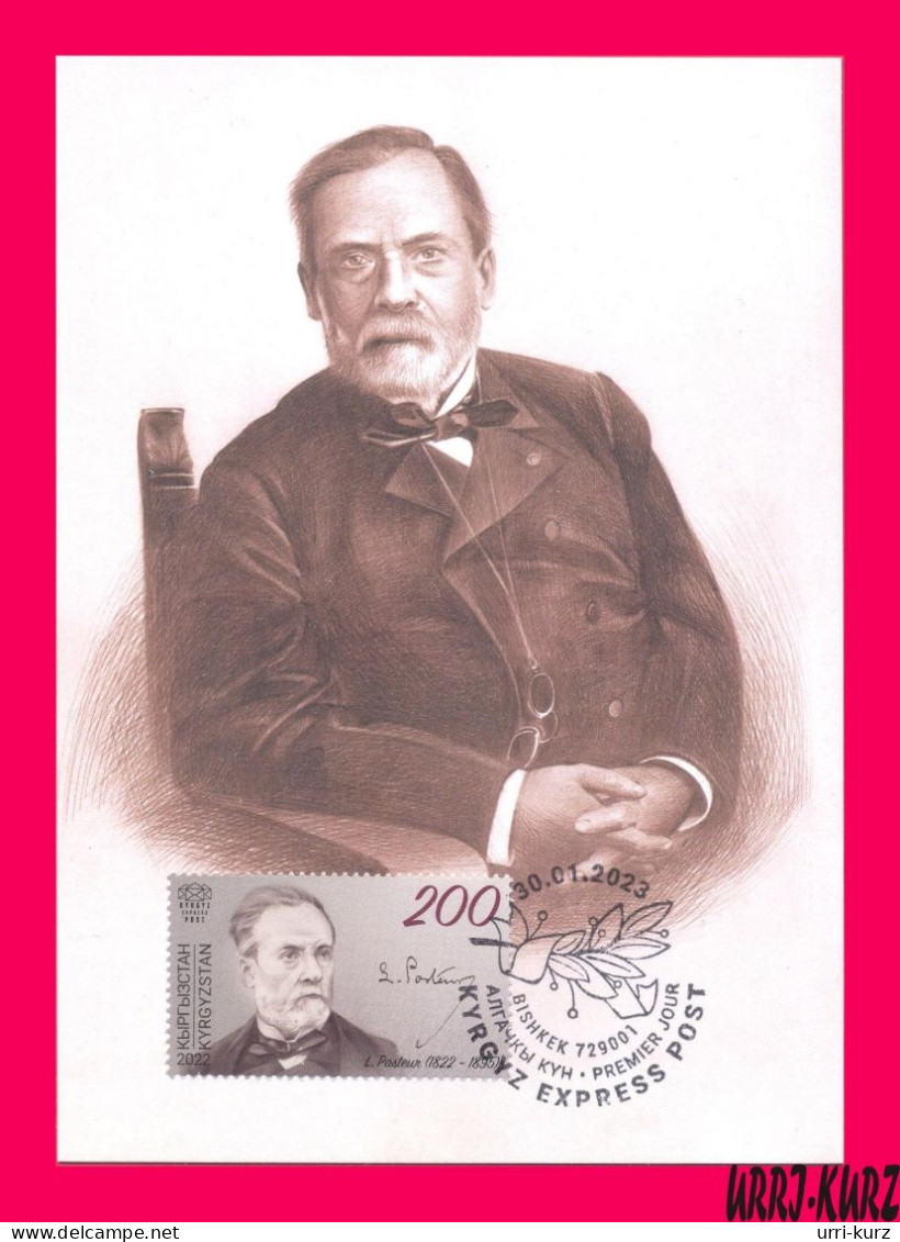 KYRGYZSTAN 2022-2023 Famous People France Scientist Chemist Microbiologist Louis Pasteur Mi KEP192 Maxicard Maximum Card - Kyrgyzstan