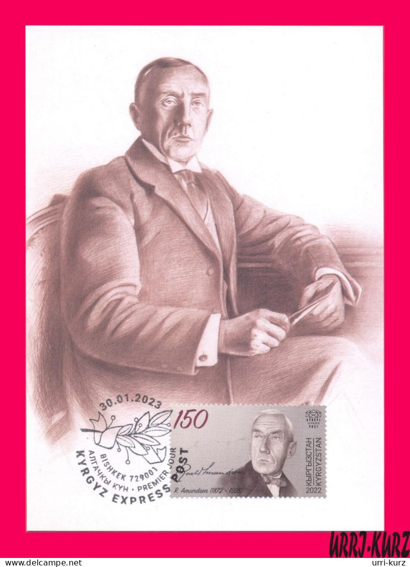 KYRGYZSTAN 2022-2023 Famous People Norway Polar Explorer Roald Amundsen (1872-1928) 1v Mi KEP191 Maxicard Maximum Card - Kyrgyzstan