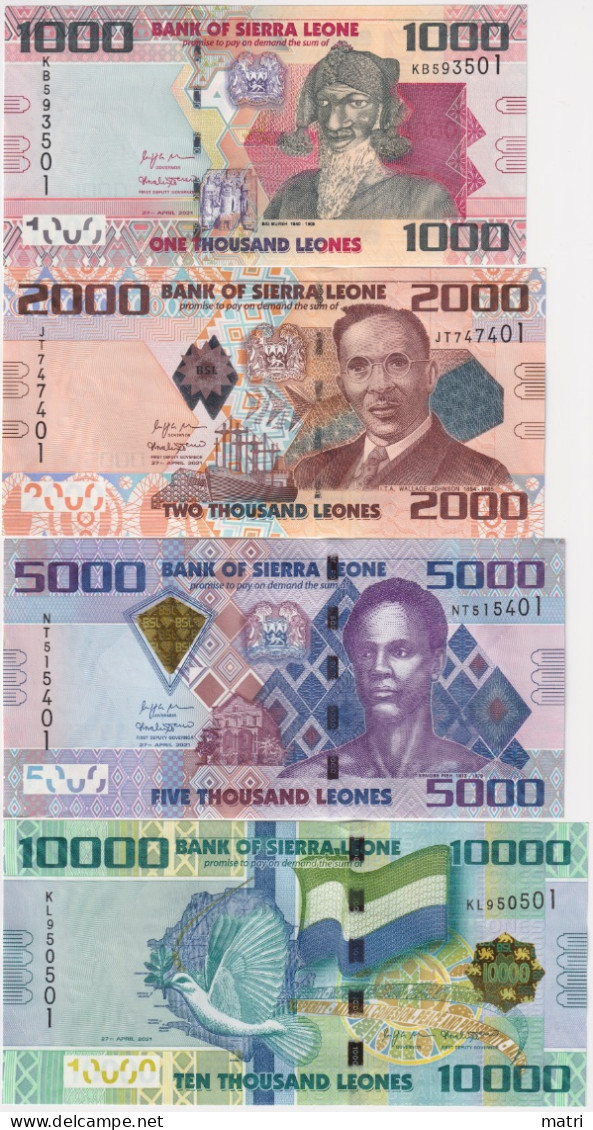 Sierra Leone 4 Banknotes Set 1000,2000,5000,10000 Leones 2021 UNC - Sierra Leone