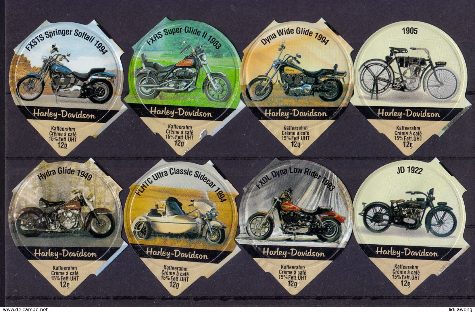 Opercules De Creme à Café HARLEY-DAVIDSON Motorcycle Motorbike Set Of 30  (see Sales Conditions - Opercules De Lait