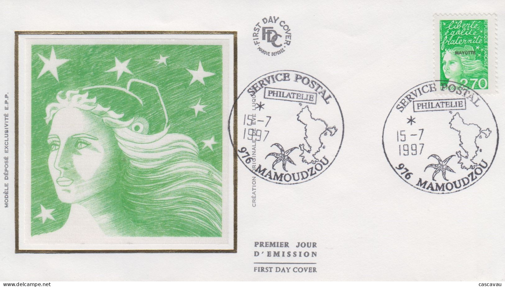 Enveloppe  FDC   1er  Jour    MAYOTTE     Marianne   Surchargée    1997 - Autres & Non Classés