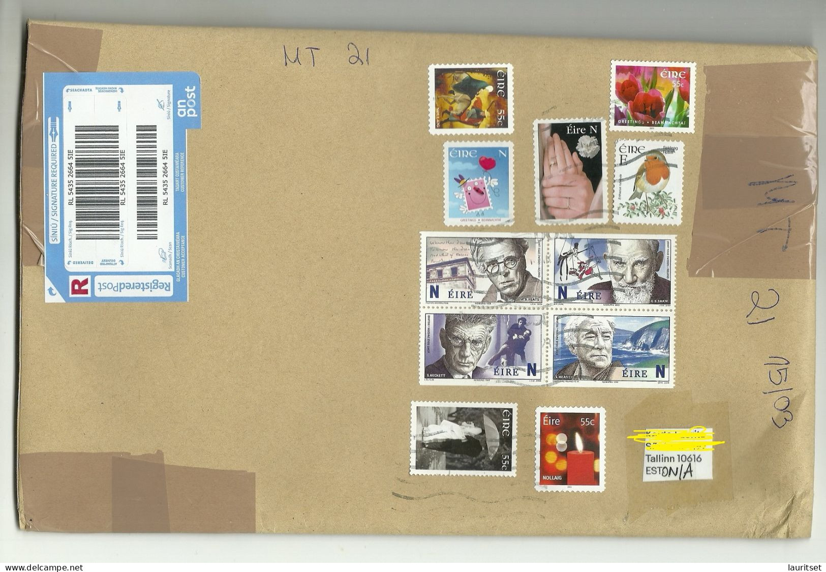 IRLAND IRELAND 2023 Self-made Registered Cover To Estonia With Many Nice Stamps - Storia Postale