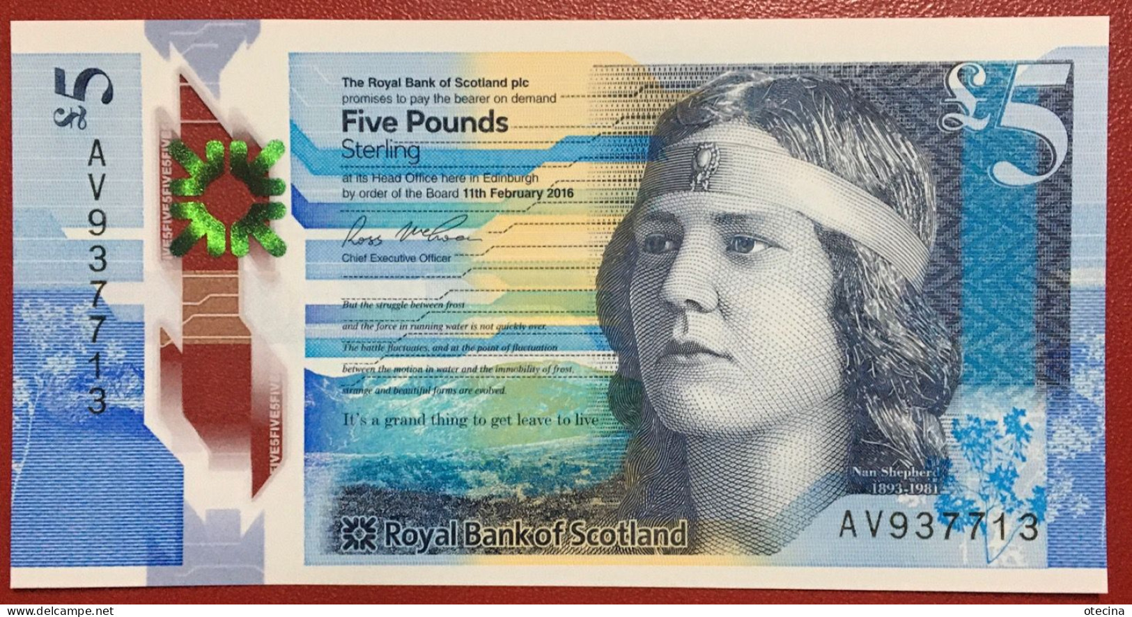 ECOSSE 5 Pounds 11 Fevrier 2016 Polymer P#370 AUNC - 5 Pounds