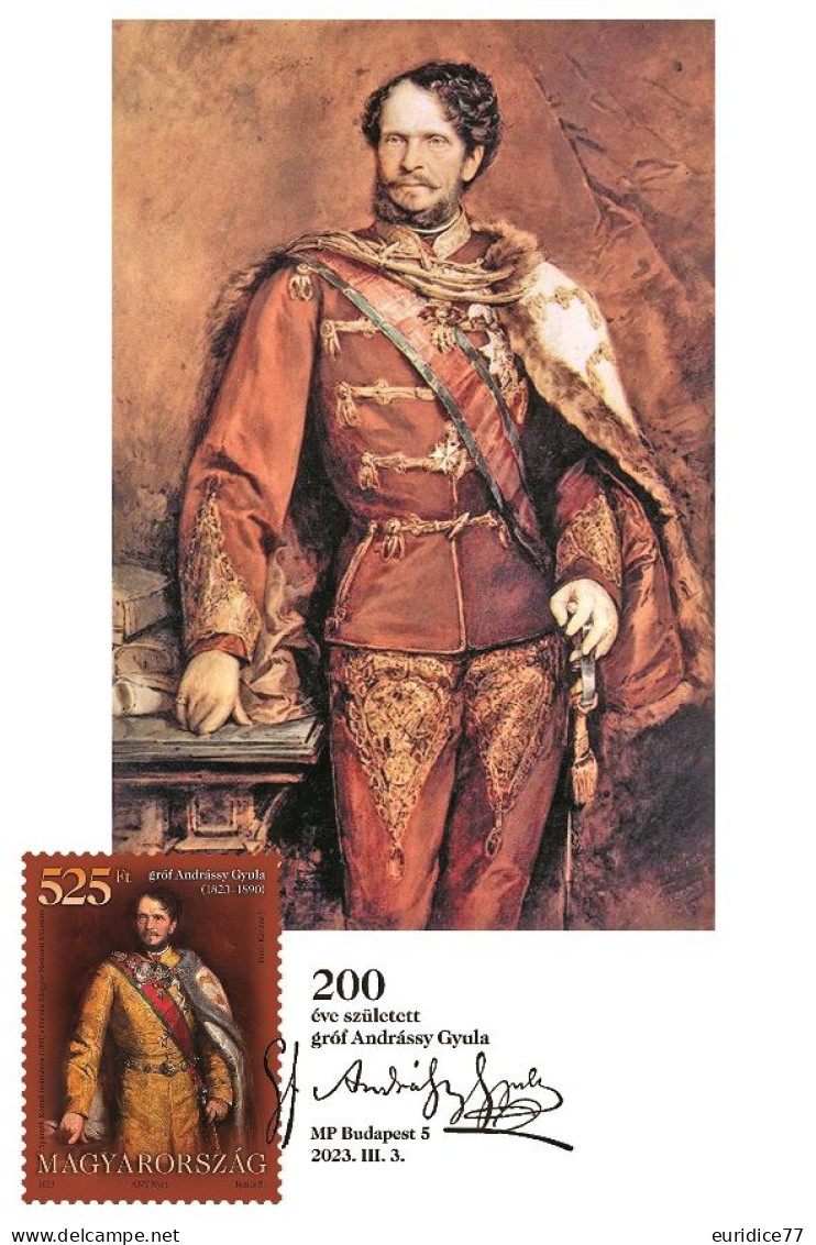 Hungary 2023 - Count Gyula Andrassy Was Born 200 Years Ago Carte Maximum - Nuovi